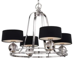 Kroonluchter Gotham 4-lamps met textielkappen