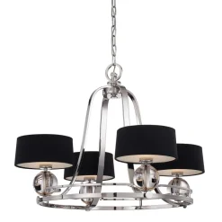 Kroonluchter Gotham 4-lamps met textielkappen