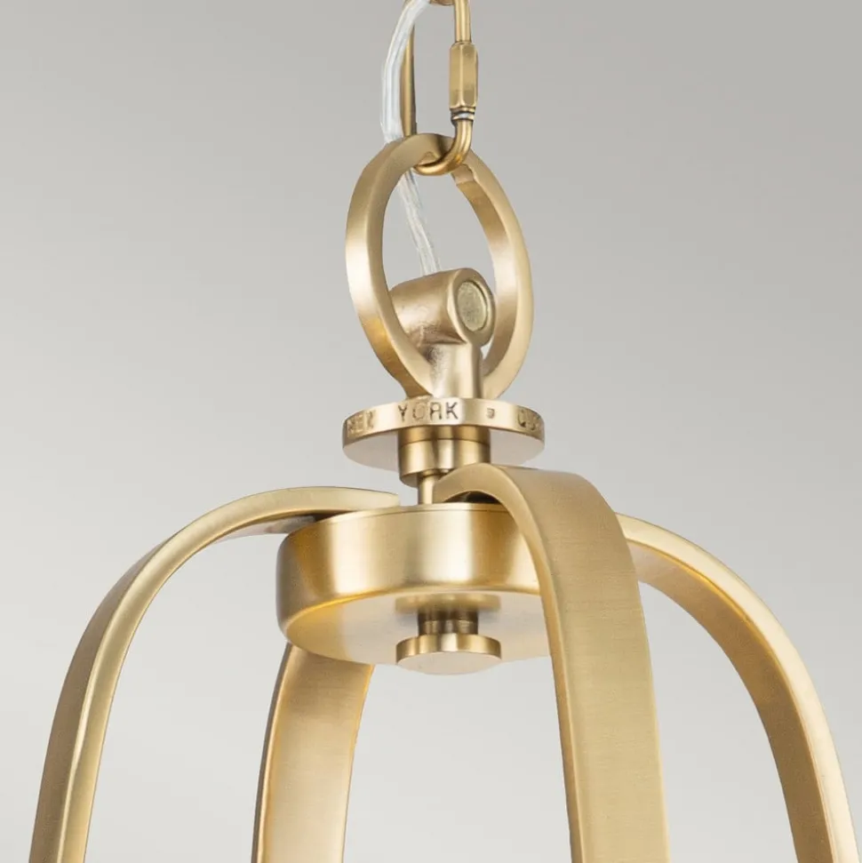 Kroonluchter Gotham, stoffen kap, 4-lamps messing