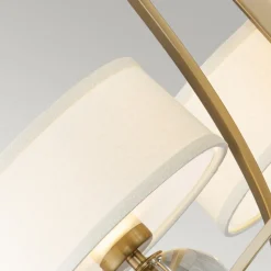 Kroonluchter Gotham, stoffen kap, 4-lamps messing