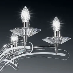 Kroonluchter ICARO, 6-lichts m. kristalglas, chroo