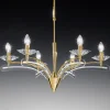 Kroonluchter ICARO, 6-lichts met kristalglas, goud