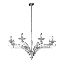 Kroonluchter ICARO m. kristalglas, 8-lichts, chroo