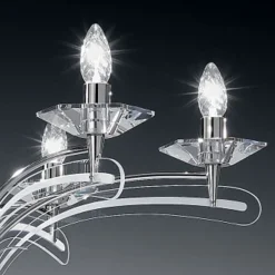 Kroonluchter ICARO met kristalglas, 8-lichts, goud