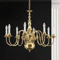 Kroonluchter IMKE, gepolijst messing, 8-lichts