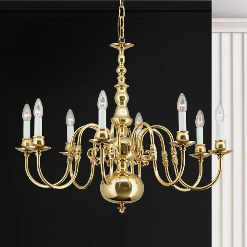 Kroonluchter IMKE, gepolijst messing, 8-lichts