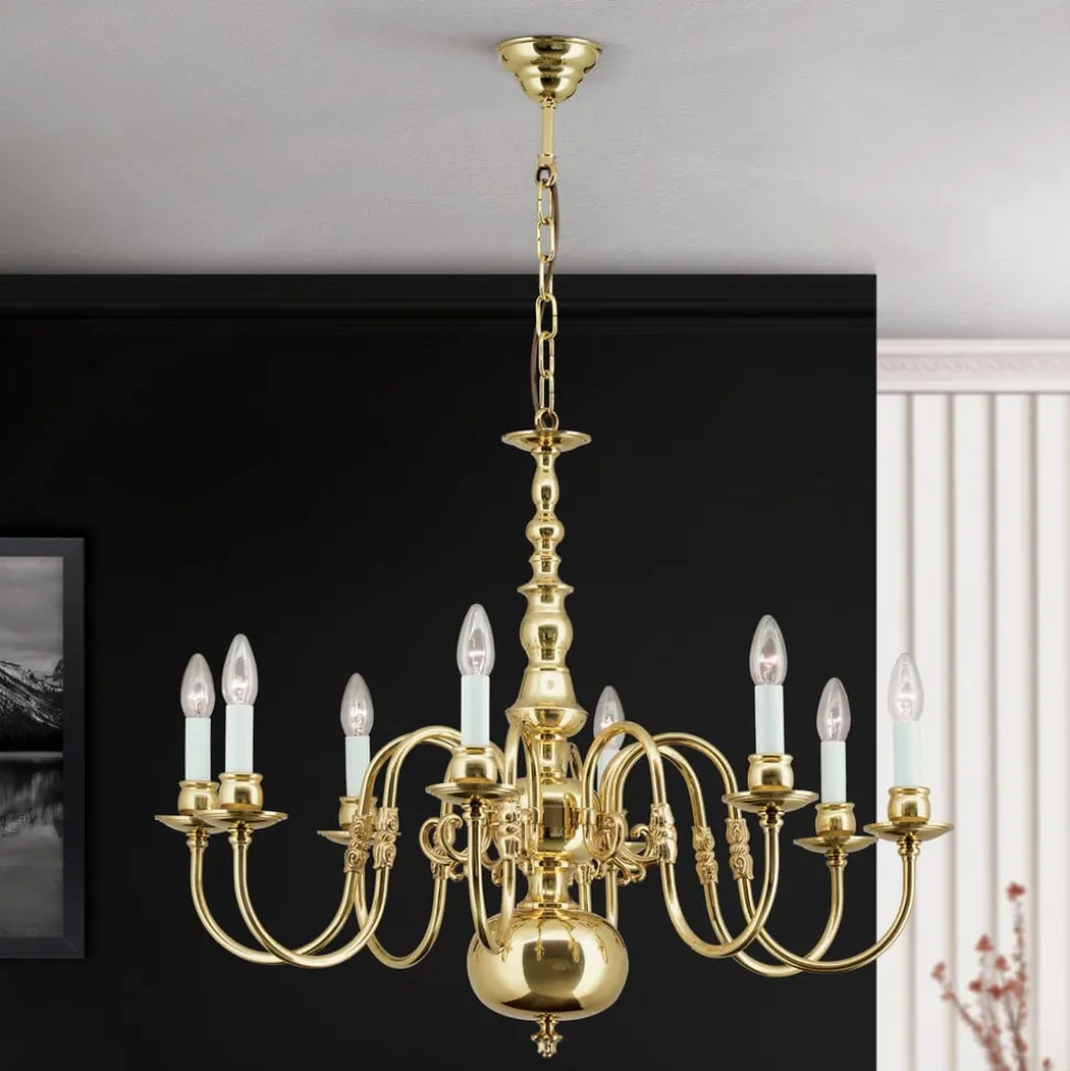 Kroonluchter IMKE, gepolijst messing, 8-lichts