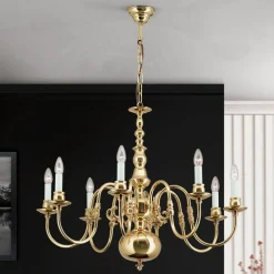 Kroonluchter IMKE, gepolijst messing, 8-lichts