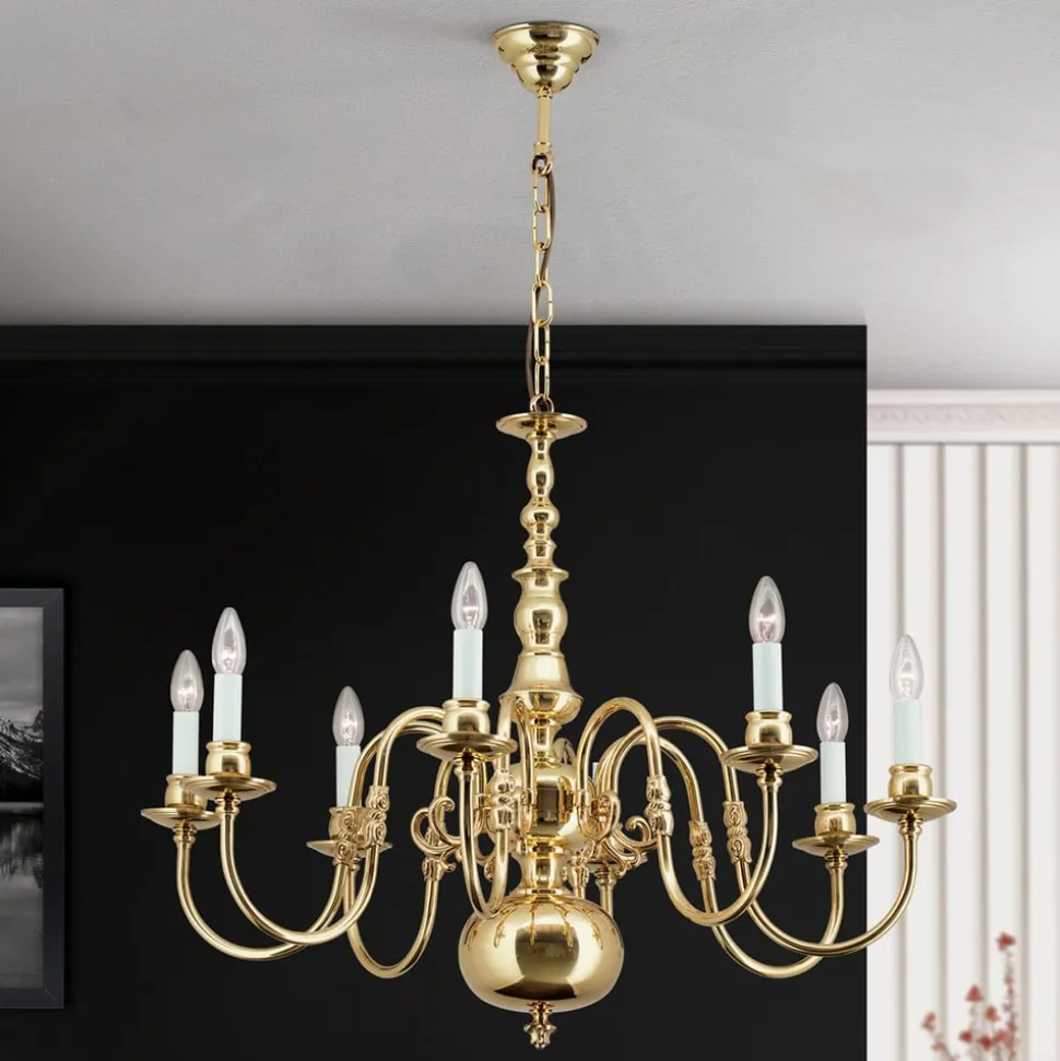 Kroonluchter IMKE, gepolijst messing, 8-lichts