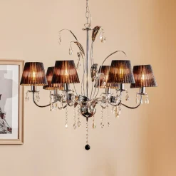 Kroonluchter Jacqueline, 6-lamps, zwart