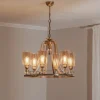 Kroonluchter Jadina, goud antiek, 6-lamps, Ø 62 cm metaal/glas