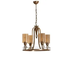 Kroonluchter Jadina, goud antiek, 4-lamps, Ø 50 cm metaal/glas
