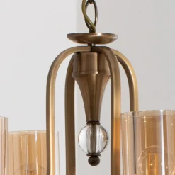 Kroonluchter Jadina, goud antiek, 4-lamps, Ø 50 cm metaal/glas