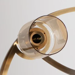 Kroonluchter Jadina, goud antiek, 4-lamps, Ø 50 cm metaal/glas