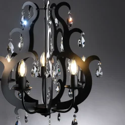 Kroonluchter Jane metaal zwart 5-lamps kristal