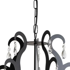 Kroonluchter Jane metaal zwart 5-lamps kristal