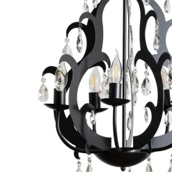 Kroonluchter Jane metaal zwart 5-lamps kristal