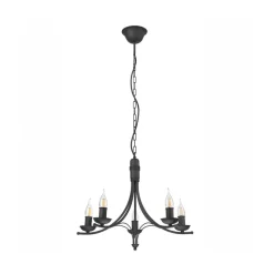 Kroonluchter Kandela, 5-lamps, zwart