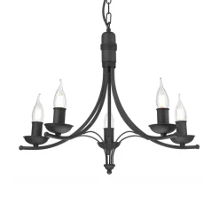 Kroonluchter Kandela, 5-lamps, zwart