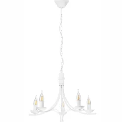 Kroonluchter Kandela, 5-lamps, wit