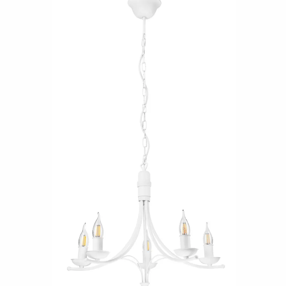Kroonluchter Kandela, 5-lamps, wit