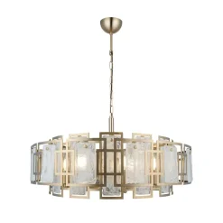 Kroonluchter Karmella, Ø 65 cm antiek messing 8-lamps