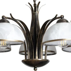 Kroonluchter Korfu, 5-lamps, Ø 68 cm, goudkleurig antiek