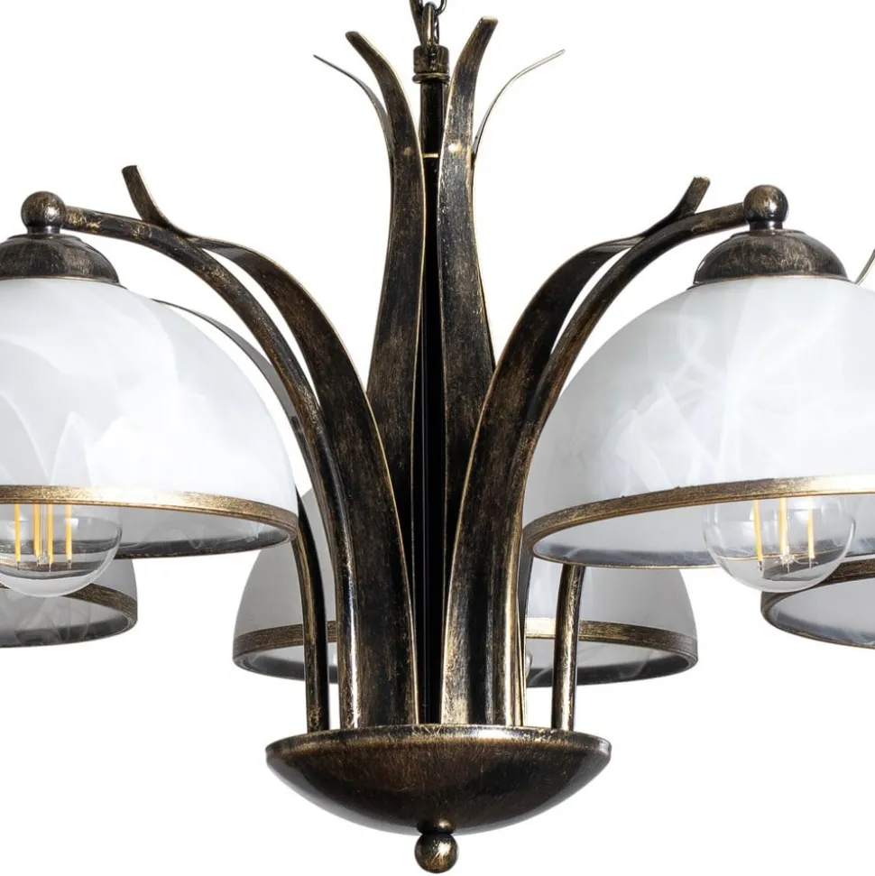 Kroonluchter Korfu, 5-lamps, Ø 68 cm, goudkleurig antiek