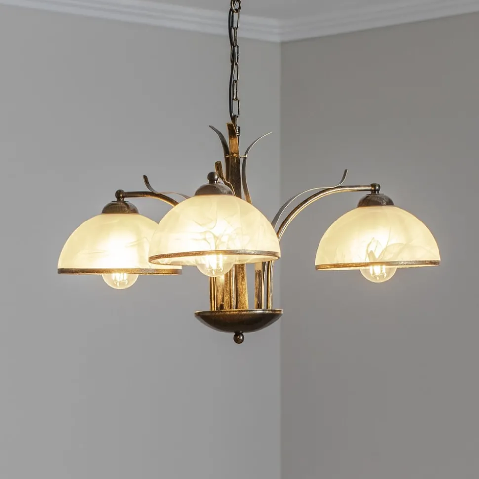 Kroonluchter Korfu, 3-lamps, goudkleurig antiek, Ø 68 cm