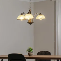 Kroonluchter Korfu, 3-lamps, goudkleurig antiek, Ø 68 cm