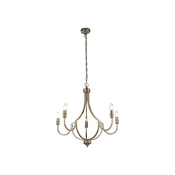 Kroonluchter Lodge, 5-lamps, zilver