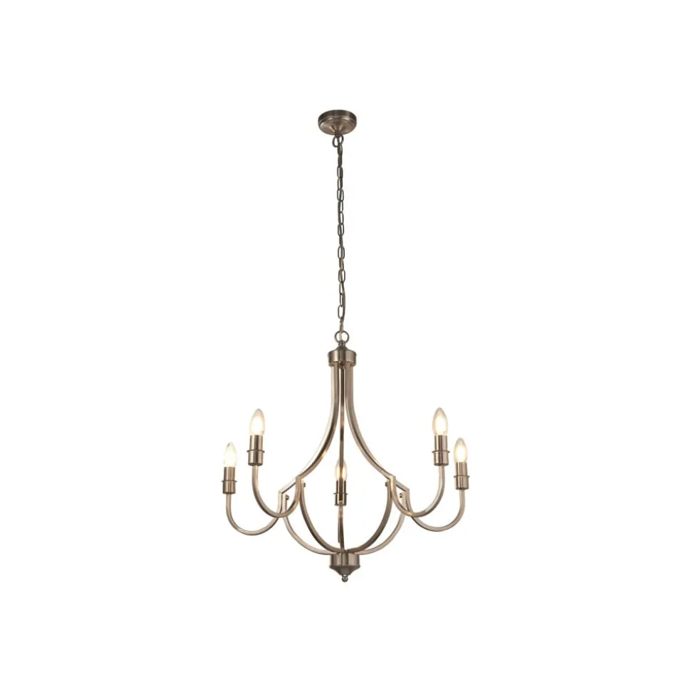 Kroonluchter Lodge, 5-lamps, zilver