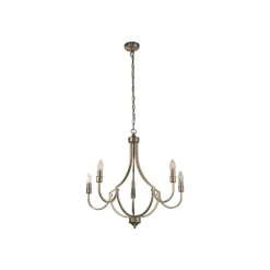 Kroonluchter Lodge, 5-lamps, zilver