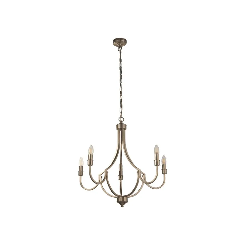 Kroonluchter Lodge, 5-lamps, zilver