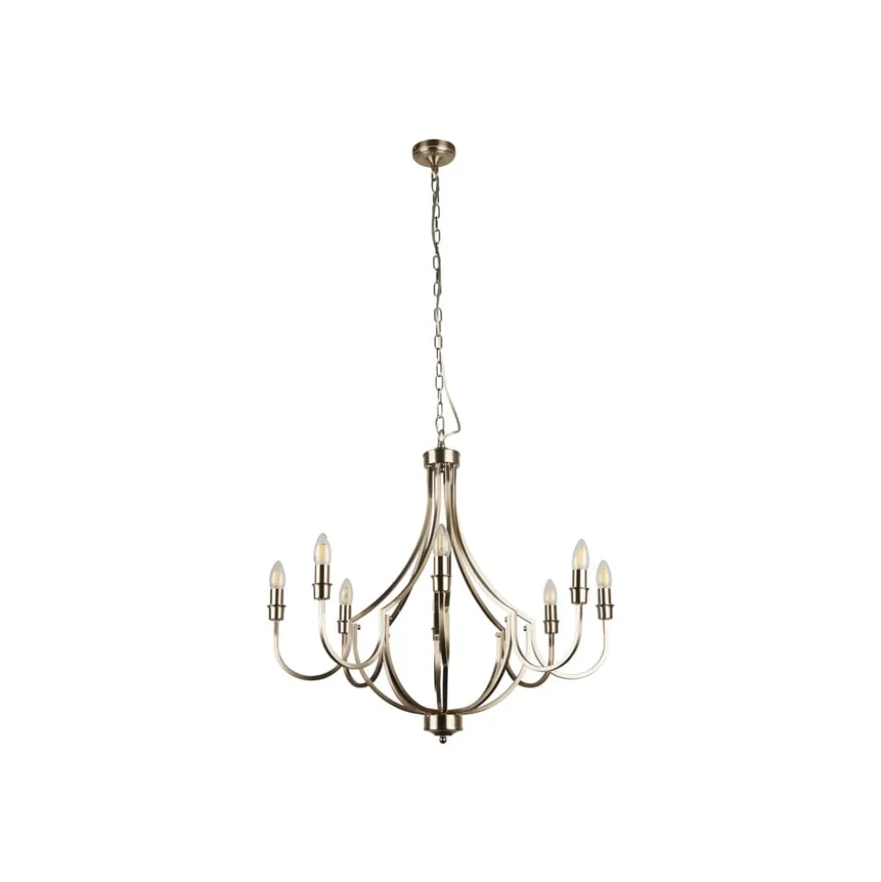 Kroonluchter Lodge, 8-lamps, zilver