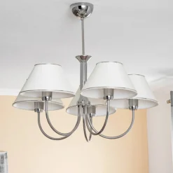 Kroonluchter Londen chroom/crème, 5-lamps