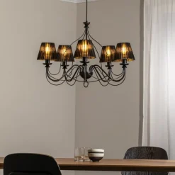 Kroonluchter Loris in zwart, 5-lamps