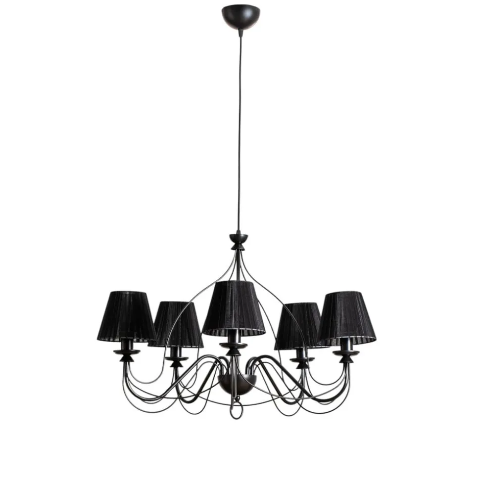 Kroonluchter Loris in zwart, 5-lamps