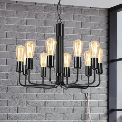 Kroonluchter Malou, 10-lamps, zwart