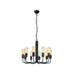 Kroonluchter Malou, 10-lamps, zwart