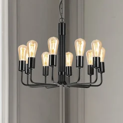 Kroonluchter Malou, 10-lamps, zwart