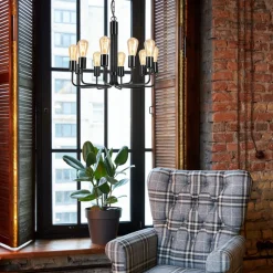 Kroonluchter Malou, 10-lamps, zwart