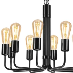 Kroonluchter Malou, 10-lamps, zwart