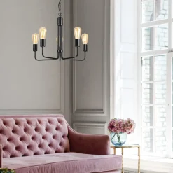 Kroonluchter Malou, 5-lamps, zwart