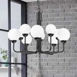 Kroonluchter Malou met glazen kappen, 10-lamps