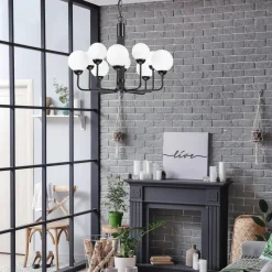 Kroonluchter Malou met glazen kappen, 10-lamps