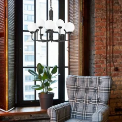 Kroonluchter Malou met glazen kappen, 10-lamps