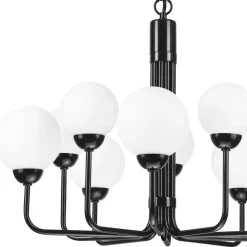 Kroonluchter Malou met glazen kappen, 10-lamps