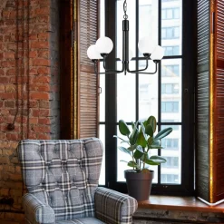 Kroonluchter Malou met glazen kappen, 5-lamps