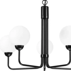 Kroonluchter Malou met glazen kappen, 5-lamps